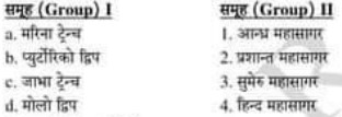 तलका समूह I र समूह II को जोडा मिलाई कोडवाट सही उत्तर छान्नुहोस । \r\n